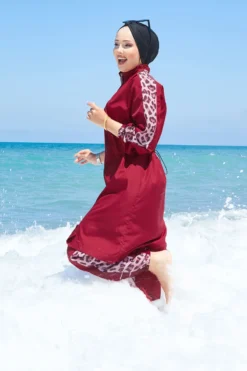 Alternative view of Leopard Trim Modest Swimwear