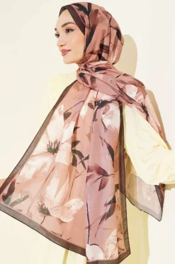 Alternative view of Lily Pattern Soft Shawl Brown