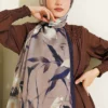 Lily Pattern Soft Shawl Navy Blue