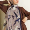 Lily Pattern Soft Shawl Navy Blue - Imagen 2