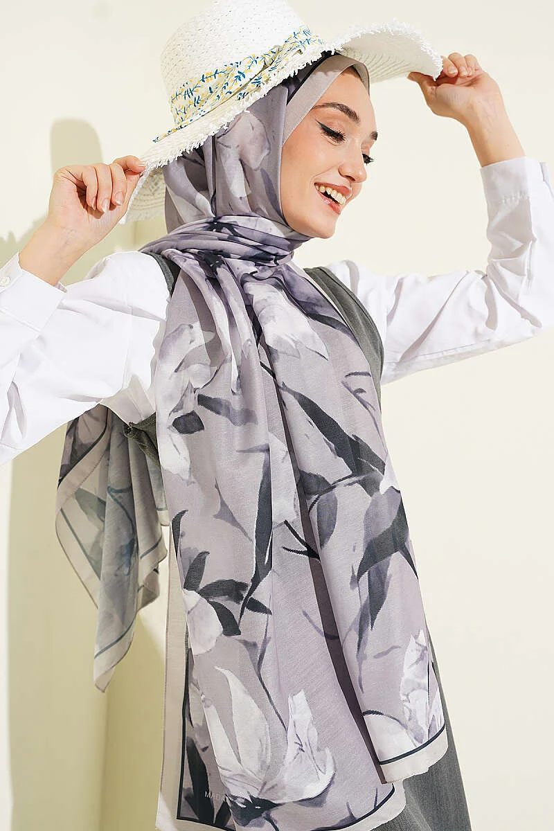 Lily Pattern Soft Shawl Stone