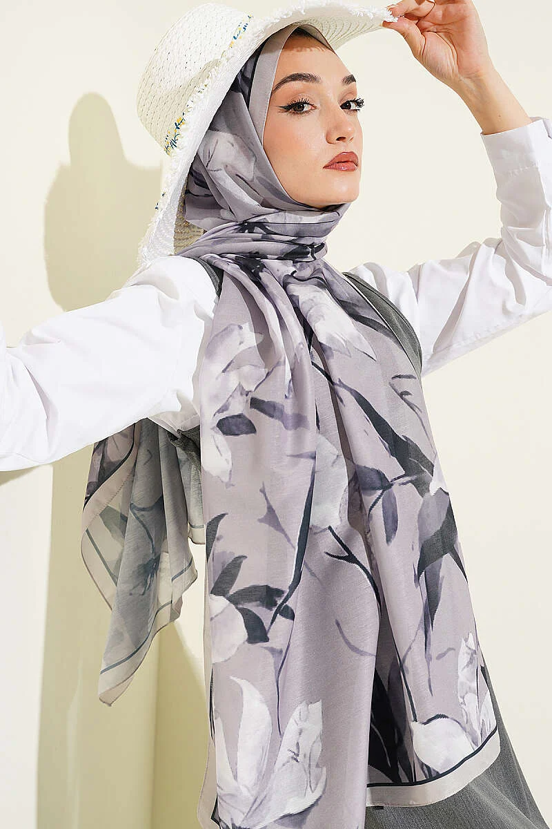 Lily Pattern Soft Shawl Stone - Afbeelding 2
