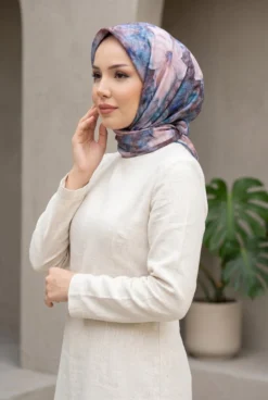 Lotus Flower Patterned Scarf Series Indigo