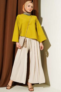 Alternative view of Loyşa Elastic Waist Loose Pants Beige