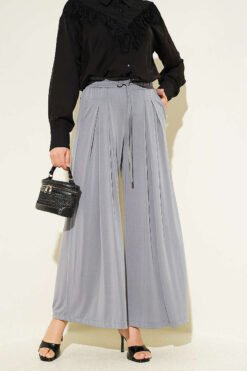 Loyşa Elastic Waist Loose Pants Grey