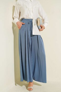 Loyşa Elastic Waist Loose Pants Indigo