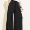 Loyşa Elastic Waist Loose Pants Black