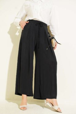 Loyşa Elastic Waist Loose Pants Black
