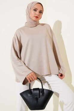 Low Shoulder Basic Tunic Beige