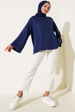 Alternative view of Low Shoulder Basic Tunic Dark Navy