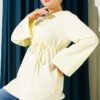 Wide Sleeve Tie Belt Tunic Yellow