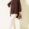Loyşa Oval Cut Oversize Tunic Brown - Image 2