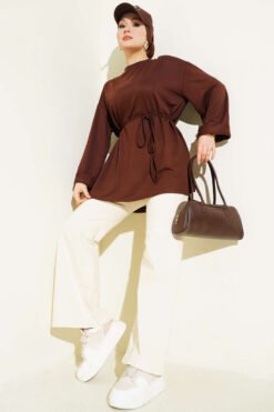 Alternatieve weergave van Side-Slit Belted Tunic Brown