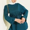 Side-Slit Belted Tunic Petrol