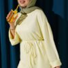 Side-Slit Belted Tunic Yellow