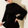 Side-Slit Belted Tunic Black