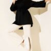 ⁦Side-Slit Belted Tunic Black⁩ - الصورة ⁦2⁩