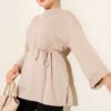 Side-Slit Belted Tunic Stone
