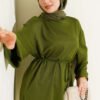 Side-Slit Belted Tunic Green