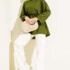 ⁦Side-Slit Belted Tunic Green⁩ - الصورة ⁦2⁩