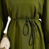 ⁦Side-Slit Belted Tunic Green⁩ - الصورة ⁦4⁩