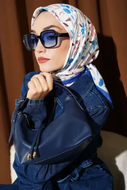 Lumea Patterned Soft Scarf Blue