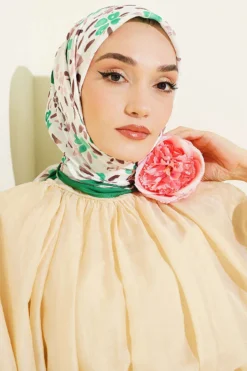 Lumea Patterned Soft Scarf Green