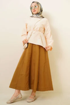 Alternative view of Zippered Waist Skirt Tan