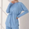 Loysha Two-Piece Set with Belted Tie Baby Blue - Image 2