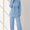 Loysha Two-Piece Set with Belted Tie Baby Blue - Image 3
