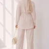 Loysha Two-Piece Set with Belted Tie Beige - Image 3