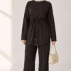 Loysha Two-Piece Set with Belted Tie Brown – Image 3