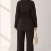Loysha Two-Piece Set with Belted Tie Brown – Image 4