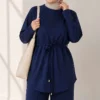 Loysha Two-Piece Set with Belted Tie Navy Blue - immagine 2