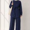 Loysha Two-Piece Set with Belted Tie Navy Blue - immagine 3