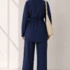 Loysha Two-Piece Set with Belted Tie Navy Blue - immagine 4