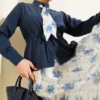 Long Cardigan Two-Piece Set Navy Blue – Bild 5
