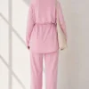 Loysha Two-Piece Set with Belted Tie Pink - Image 4