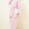 Side Gold Buckle Tunic Two-Piece Set Pink
