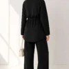 Loysha Two-Piece Set with Belted Tie Black - immagine 3