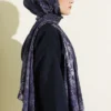 Mandala Pattern Bamboo Crinkle Shawl Navy Blue – Bild 3