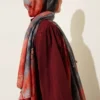 ⁦Marble Pattern Modern Scarf Red⁩ - الصورة ⁦3⁩