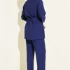 Metal Buttoned Belted Two-Piece Set Navy Blue – Image 3