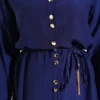 Metal Buttoned Belted Two-Piece Set Navy Blue – Image 4