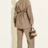 Metal Buttoned Belted Two-Piece Set Mink - immagine 3