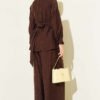 Belted Two-Piece Set with Metal Buckle Brown - Imagen 3