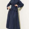 Mini Fringed Detailed Skirt Set Navy Blue