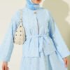 Mini Fringed Detailed Skirt Set Blue