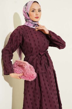 Alternatieve weergave van Mini Fringed Detailed Skirt Set Plum