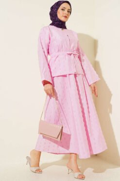 Mini Fringed Detailed Skirt Set Pink